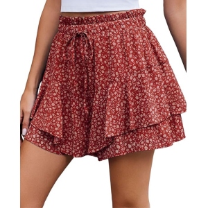 Summer new floral high-waisted casual fashion shorts