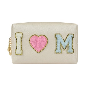 Minimalist embroidery letter cosmetic bag small pu travel portable cosmetics wash storage bag