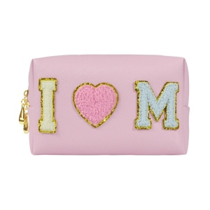 Minimalist embroidery letter cosmetic bag small pu travel portable cosmetics wash storage bag